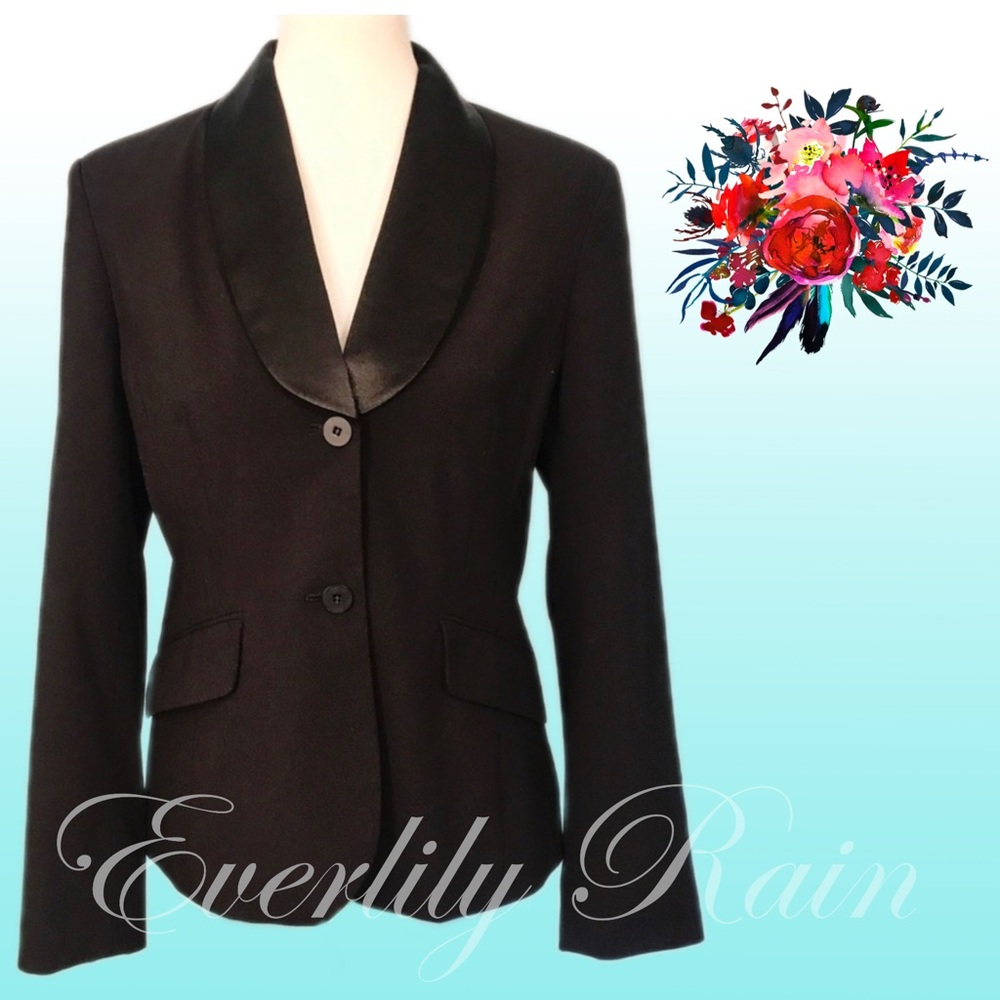 The Limited Black Blazer with Satin Trim